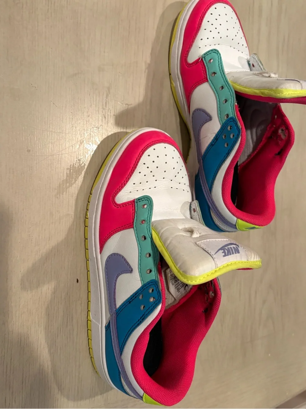 Nike Kids Colorblock Low-Top Sneakers - White, Pink, Blue, Purple, Neon Yellow